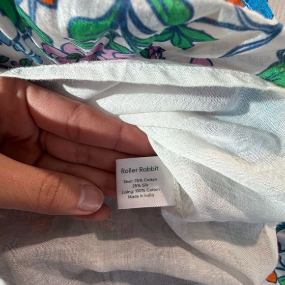 Anthropologie Roller Rabbit Blomst Dress V Neck Ruffle Sleeves Sz M Preppy - Picture 7 of 8